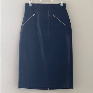 Black faux leather pencil skirt